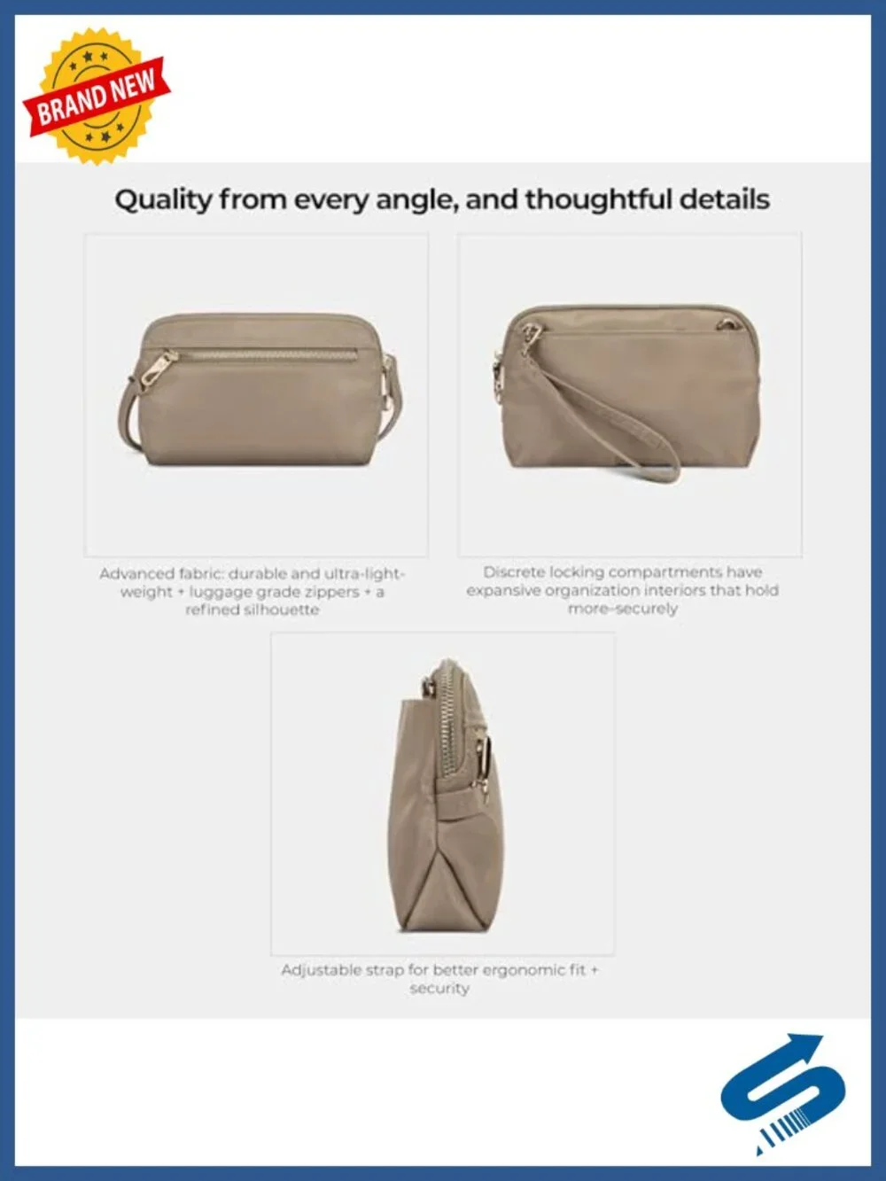 Convertible Crossbody Clutch with Anti-Theft Features, RFID Blocking, Nylon